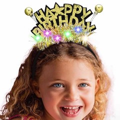 Crown Headband, Light Up Happy Headband Plastic and Felt Fabric, Glowing Hair…