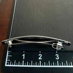 Large metal Hair Barrette French Clasp Clip silver Rectangle thick ponytail gift