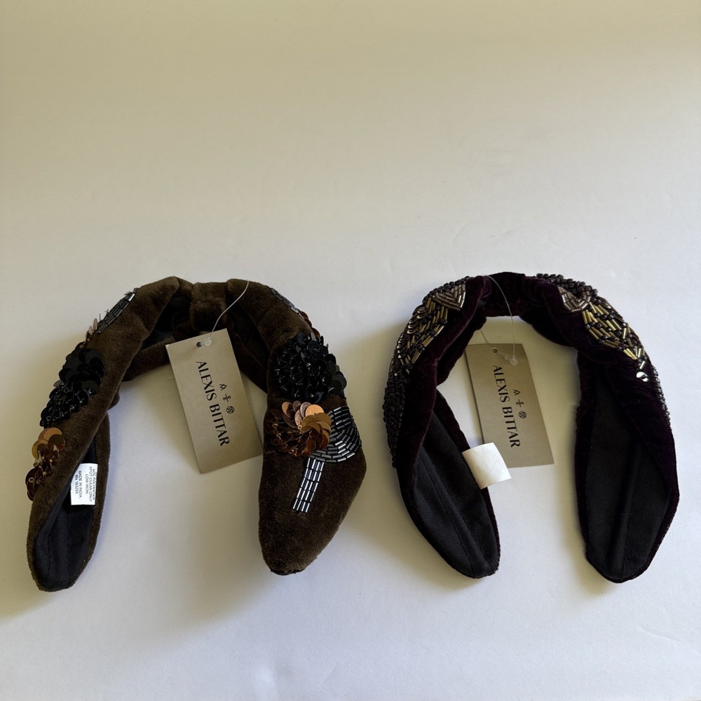 Alexis Bittar Lot of 2 Headbands – Velvet Embroidered Sequin Beaded – NWT
