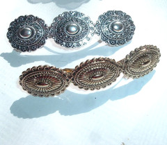 Vintage Fred Harvey Era Southwest Concho Hair Barrettes Signed NS
