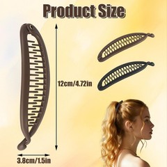 2PCS Banana Clips for Women Thick Thin Hair 1 Count (Pack of 2), Black,Brown