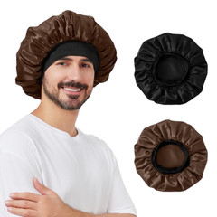 2x Satin Silk Bonnet Men Women Hair Sleeping Elastic Band Large