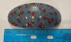 France Luxe Barrette Hair Clip Large Oval Denim Blue W Roses- Acetate