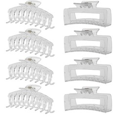 Clear Hair Clips for Women -8 Pack 4.3 Inch Large 8 Count (Pack of 1),
