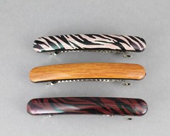 Brown Black barrette set 3 small thin skinny hair clip accessory 2.5″ wood grain
