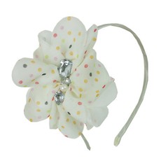 Flower w/Polka Dot & Crystal Stones Hairband Headband for Women Girl