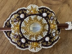 Handmade Tibetan Tribal Hair Stick Bun Pin Glass Beaded Gypsy Boho Leather Back