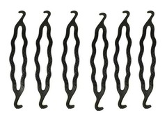 6 Count Bun Maker Hair Holders – Plastic Black 21.5 x 3.8cm/ 8.5inch x 1.5inc