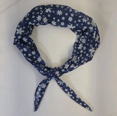 Shein Blue Bandana White Daisies Women Teen Floral Hippie Y2K Festive Boho Party