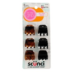 Scunci No Slip Grip No Slip Grip All Day Hold Jaw Clips, Assorted, 6 Ct