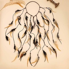 GORTIN Boho Feather Headband Hippie Headpiece Indian Headdress Gypsy Brown