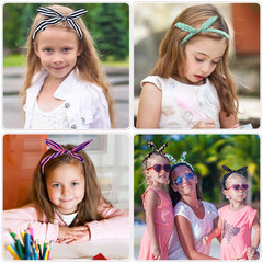 6 Pcs Colorful Headbands, Fashion Floral Polka Dot Stripe Bow Headbands Randomly