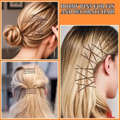 Bobby Pins Hair Pins Kit 300 Pieces, Brown Hair Pins for Women and Buns, 2 to