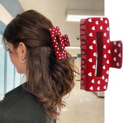 BUNLVDI Romantic Heart Hair Claw Clips Red 1 Count (Pack of 1),