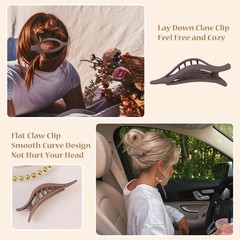 CHANDAT Flat Hair Clip 6 pcs Lay Down Claw Clips 1 Count (Pack of 6), Brown