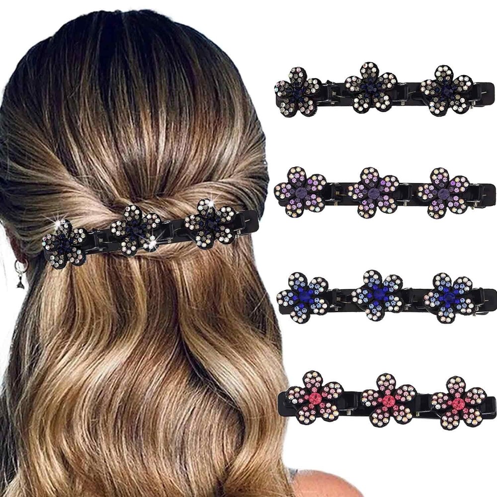 Sparkling Crystal Stone Rhinestone Braided Hair Clips for Women Duckbill Hair…