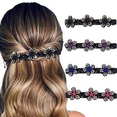 Sparkling Crystal Stone Rhinestone Braided Hair Clips for Women Duckbill Hair…