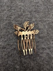 Gold Tone Leaf Hair Comb Hair Accessory w/ Pearl Accents Women