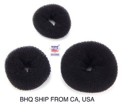 WOMEN HAIR BUN RING DONUT SHAPER 3 SIZE IN PACKAGE. (BLACK)