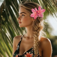 Outyua 5.9 Inches Hawaiian Flower Hair Clips 1 Count (Pack of 1), B-Hibiscus
