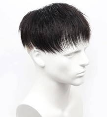 7″x8″Cap Fashion Fluffy Wavy 100% Human Hair Toupee for Men,with Realistic Whirl