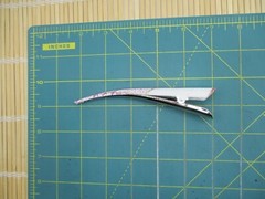 Pearl White Kimono Fabric Hair Clip, Long Upcycled 130mm Metal Hair Accessory