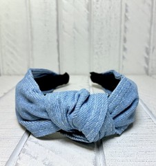 Women’s Hair Accessory Faux Denim Top Knot Headband Blue Light Wash