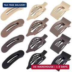 12 Pack Flat Hair Clips for Women-3 Styles Matte Neutral Flat Claw Clips, Black,