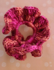 Hand Crochet Scrunchie, Hair Tie. Teen Girl Woman’s hair accessories. Pink.