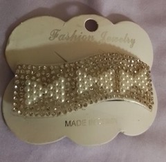 Rhinestone & Faux Pearl Bow Hair Clip Barrettes