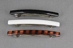 Black thin skinny narrow 4″ long plastic barrette hair clip accessory