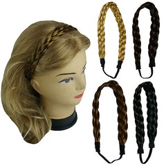 Synthetic Hair Band Plaited Headband Braided with Elastic 3/4″~1″ Wide