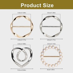 6 Piezas Anillos Y Clips Bufandas 3 Tamanos Accesorios Ropa Mujer Oro Plata