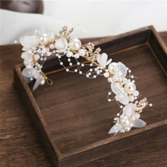 33cm Big Flower White Pearl Crystal Hair Head Band Accessories Bridal Wedding