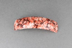 Coral Brwn barrette floral flowers rectangle plastic curved hair clip 3.25″ long