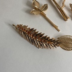 16 Gold Feather Leaf Flower Metal Hair Clips Bobby Pins New Free Shipping