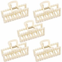 5 PCS Simulated Pearl Hair Claw Clips for Women | Multi-Use 5 Pcs Simple