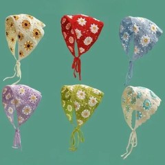 Crochet Hollow Triangle Headband Towel Women Spring and Summer Hair Scarf