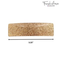 French Amie Rectangular Gold Glitter Cellulose Handmade Hair Clip Barrette