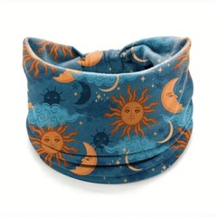 Moon Sun Pattern Boho Headband Bandana Yoga Sweatband Hairband Wrap Stretchable