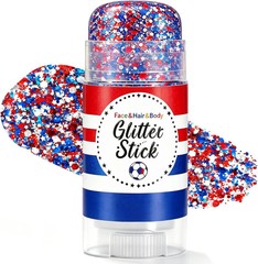 Patriotic 4th of July Glitter Stick,Sparkle Red White and Blue Face Hair Body Gl