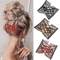 6 Pieces Magic Hair Comb Elastic Beaded Hair Clips Women Stretchy Bride Double S