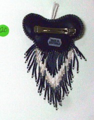 Barrette Beaded Butterfly w Fringe French clip closure Hair accessory Gray #20