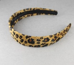 Brown Black cheetah faux fur animal print headband hair band 1 1/8″ wide leopard