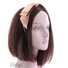 Motique Accessories Thin Ribbed Layered Bow Headband For Women and Girls-Rose