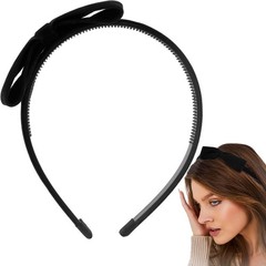 Bow Headbands, Black Thin Bowknot Hairband for Women, Non-slip Toothed Design…