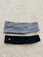 Lululemon Bundle of Two Headbands Black Grey One Size Elastic LU9CLWS