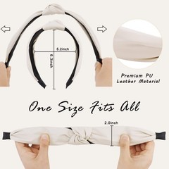 Leather Headbands for Women Knotted PU Hairbands Set 4 Pack