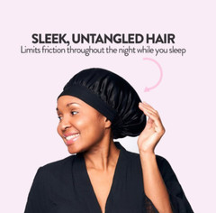 TIARA Night Cap Bonnet Silky Lightweight Breathable Black Sleeping Cap NEW