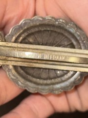 Vintage French Concho Hair Barrette Silver Tone Turquoise Style